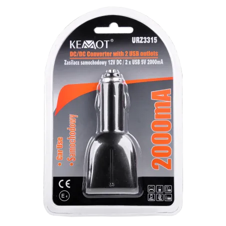 Ładowarka samochodowa 2x gn.USB typ A 5V 2000mA