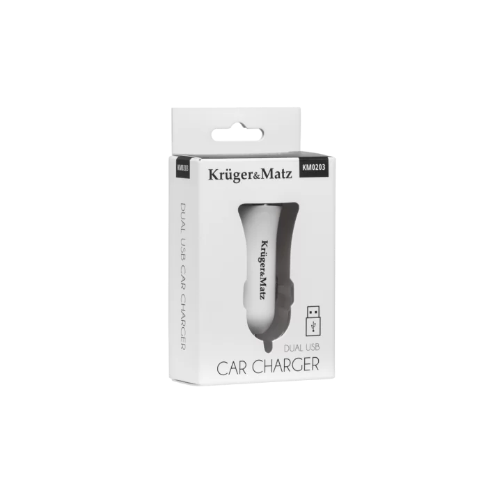 Ładowarka samochodowa Kruger&Matz dual USB 2.4A biała