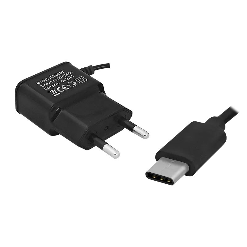 Ładowarka sieciowa USB typ C 2100 mA czarna LXG261