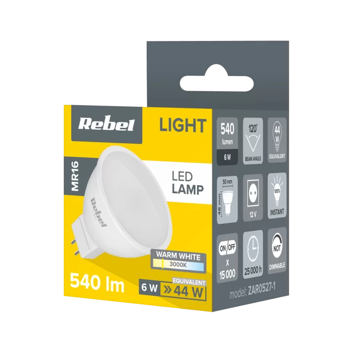 Lampa LEd Rebel 6W MR16, 3000K, 12V