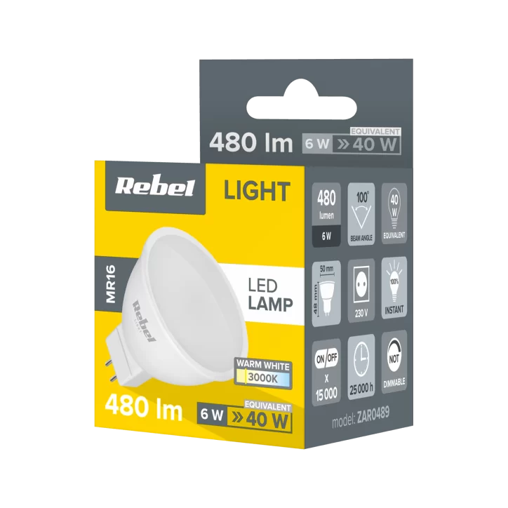 Lampa LED Rebel 6W MR16, 3000K , 230V