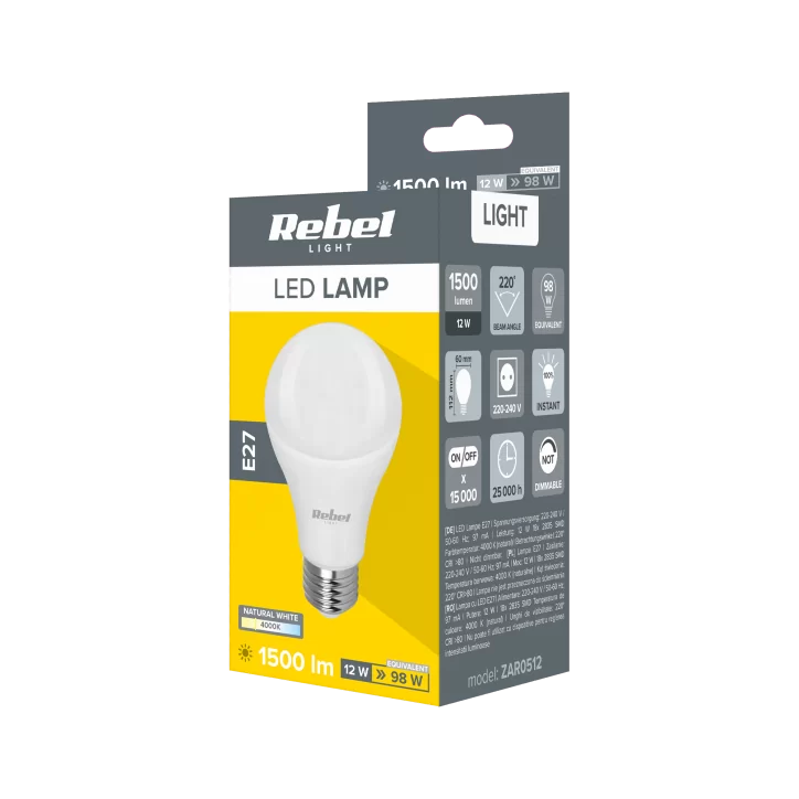 Lampa LED Rebel A60 12W, E27, 4000K, 230V