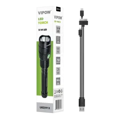 Latarka 10W z funkcją power banka oraz gniazdem i kablem USB