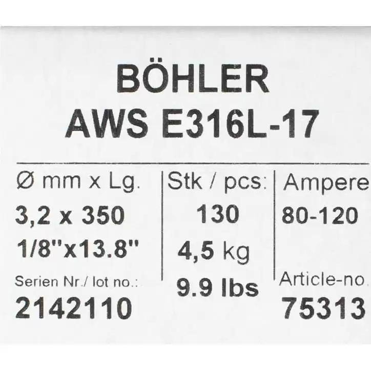 Bohler MMA elektroda spawalnicza chromowo-niklowa 316L 3.2x350/4.5paczka/18.0karton (cena za 1 paczkę) Bohler MMA elektroda spawalnicza chromowo-niklowa 316L 3.2x350/4.5paczka/18.0karton (cena za 1 paczkę)