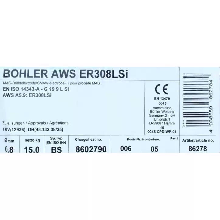 Bohler MIG drut spawalniczy 308LSi chromowo-niklowy 0.8X15kg szpula (cena za 1 szpulę) Bohler MIG drut spawalniczy 308LSi chromowo-niklowy 0.8X15kg szpula (cena za 1 szpulę)