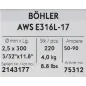 Bohler MMA elektroda spawalnicza chromowo-niklowa 316L 2.5x300/4.0paczka/16.0karton (cena za 1 paczkę)
