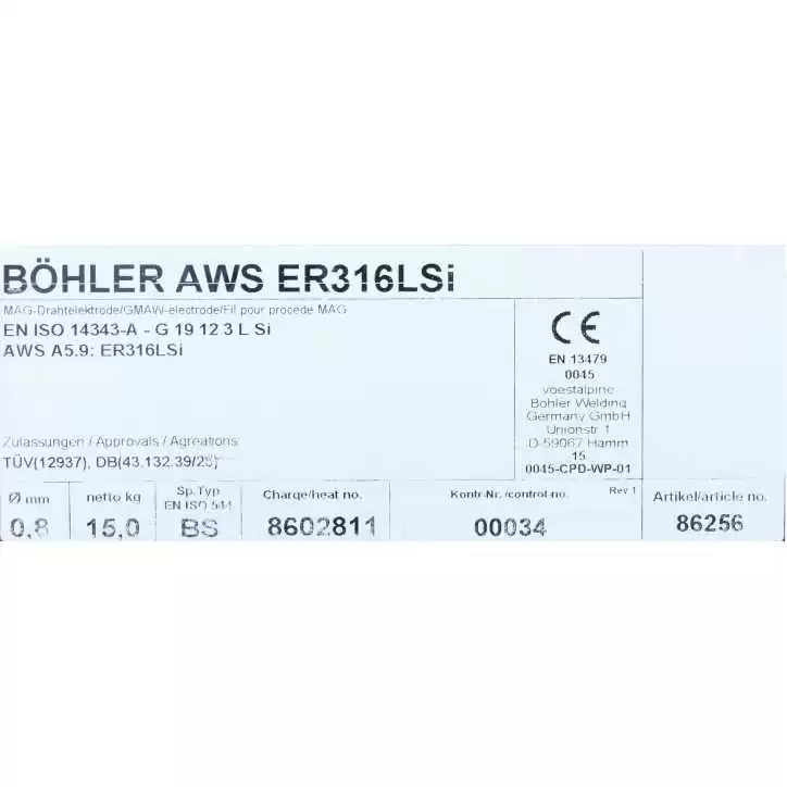 Bohler MIG drut spawalniczy 316LSi chromowo-niklowy 0.8X15kg szpula (cena za 1 szpulę) Bohler MIG drut spawalniczy 316LSi chromowo-niklowy 0.8X15kg szpula (cena za 1 szpulę)