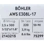 Bohler MMA elektroda spawalnicza chromowo-niklowa 308L 2.5x300/3.9paczka/15.6karton (cena za 1 paczkę)
