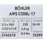 Bohler MMA elektroda spawalnicza chromowo-niklowa 308L 2.5x300/3.9paczka/15.6karton (cena za 1 paczkę)