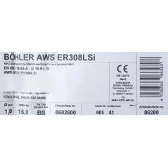 Bohler MIG drut spawalniczy 308LSi chromowo-niklowy 1.0X15kg szpula (cena za 1 szpulę)