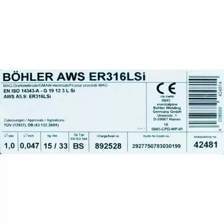 Bohler MIG drut spawalniczy 316LSi chromowo-niklowy 1.0X15kg szpula (cena za 1 szpulę) Bohler MIG drut spawalniczy 316LSi chromowo-niklowy 1.0X15kg szpula (cena za 1 szpulę)
