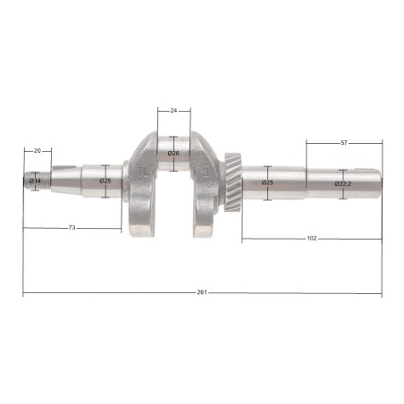 Wał korbowy Loncin 1P61FE LC1P65FE(B) 62 mm CZĘŚĆ ORYGINALNA