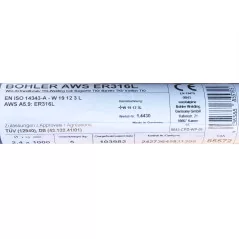 Bohler TIG drut spawalniczy pręt TIG 316L chromowo-niklowy 2.4x1000/opk. 5kg (cena za 1kg)
