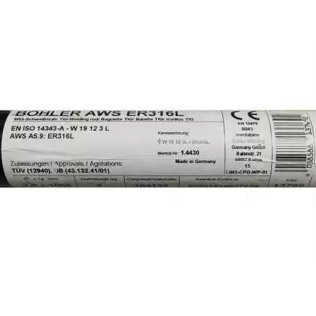Bohler TIG drut spawalniczy pręt TIG 316L chromowo-niklowy 2.0x1000/opk. 5kg (cena za 1kg)