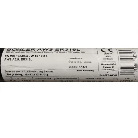 Bohler TIG drut spawalniczy pręt TIG 316L chromowo-niklowy 2.0x1000/opk. 5kg (cena za 1kg)