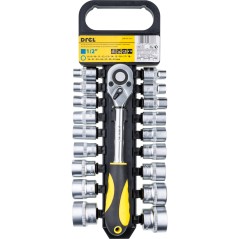 Zestaw nasadek z grzechotką 1/2", 19 szt.