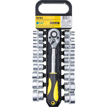 Zestaw nasadek z grzechotką 1/2", 19 szt.