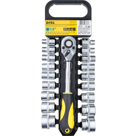 Zestaw nasadek z grzechotką 1/2", 19 szt.