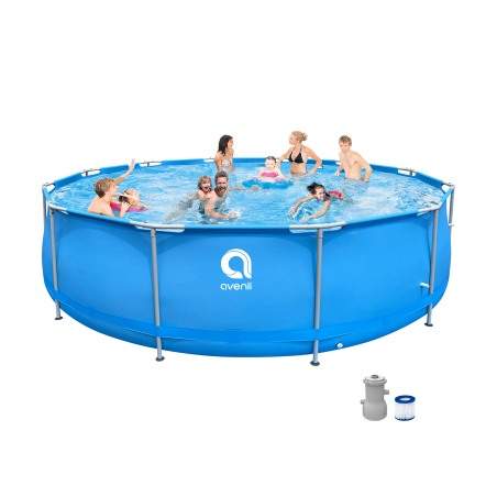 AVENLI Premium Frame Pool Round 457x122 Set – complete swimming kit