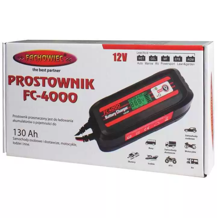 Mikroprocesorowy prostownik do akumulatorów samochodowych 6V/12V FC-4000