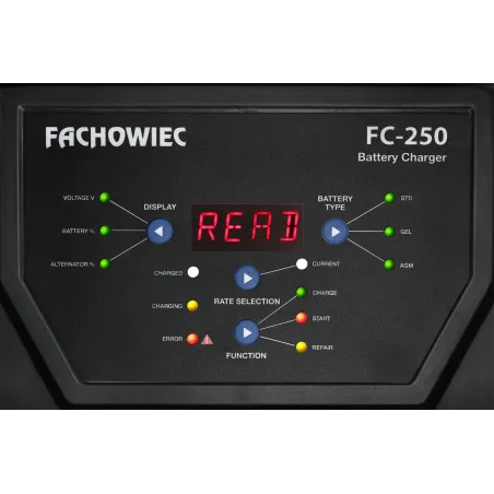Mikroprocesorowy prostownik do akumulatorów samochodowych z funkcją rozruchu 12V/24V 250A FC-250