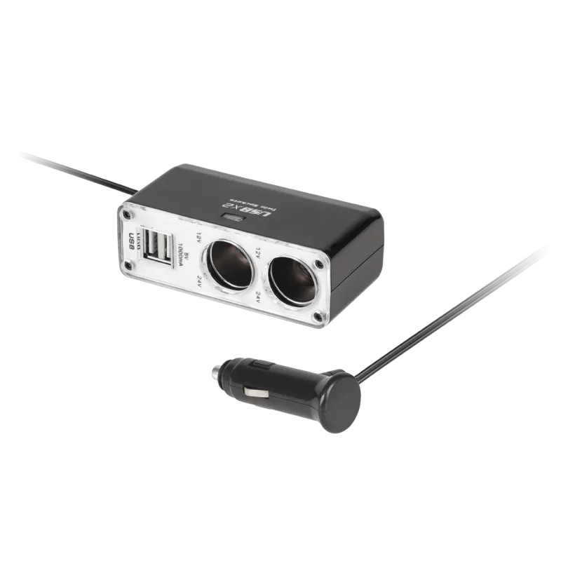 Rozgałęziacz gniazda zapalniczki x2+2xUSB 12V/24V MT-2 Rozgałęziacz gniazda zapalniczki x2+2xUSB 12V/24V MT-2