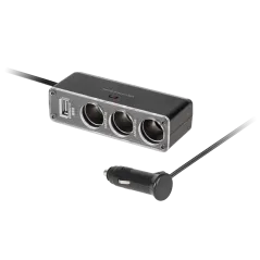 Rozgałęziacz gniazda zapalniczki x3+1xUSB 12V/24V MT-3