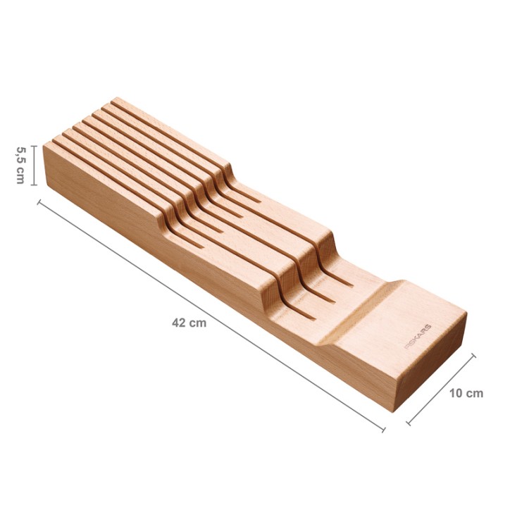 Drewniany blok na noże do szuflady