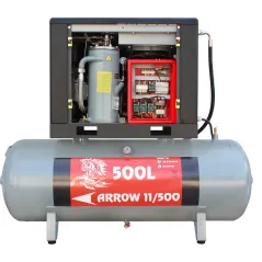 Sprężarka śrubowa Profi Kompressoren ARROW 11kW/500L zestaw na zbiorniku poziomym