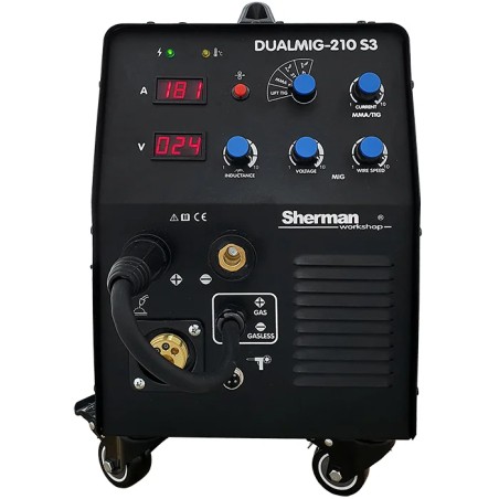 Spawarka Sherman DUALMIG 210 S3 (230V, 200A/60%, 2R, spaw.bez gazu,wyświetlacz)
