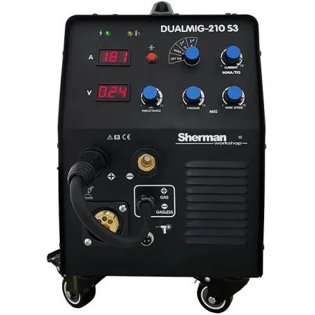 Spawarka Sherman DUALMIG 210 S3 (230V, 200A/60%, 2R, spaw.bez gazu,wyświetlacz)