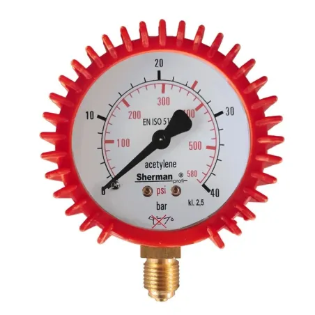 Manometr z osłoną fi 63 mm 2.5 bar - 1/4" acetylen TURBO