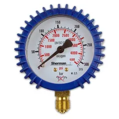 Manometr z osłoną fi 63 mm 16 bar - 1/4" tlen TURBO