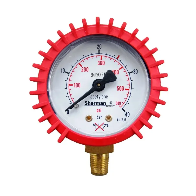Manometr z osłoną fi 50 mm acetylen 40bar 1/8" RH MOUSE Manometr z osłoną fi 50 mm acetylen 40bar 1/8" RH MOUSE