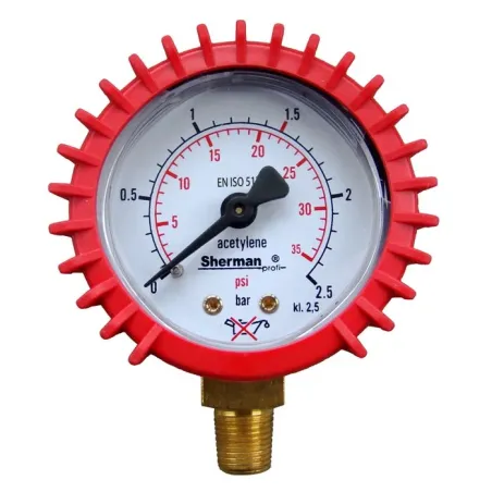 Manometr z osłoną fi 50 mm acetylen 2,5bar 1/8" RH MOUSE