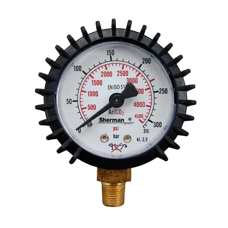 Manometr z osłoną fi 50 mm CO2/Ar 315bar 1/8"RH MOUSE Manometr z osłoną fi 50 mm CO2/Ar 315bar 1/8"RH MOUSE