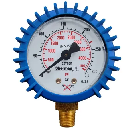 Manometr z osłoną fi 50 mm tlen 315bar 1/8"RH MOUSE