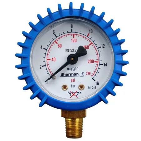 Manometr z osłoną fi 50 mm tlen 16bar 1/8"RH MOUSE