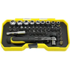 Zestaw końcówek wkrętakowych z grzechotką dwustronną, 35 szt.