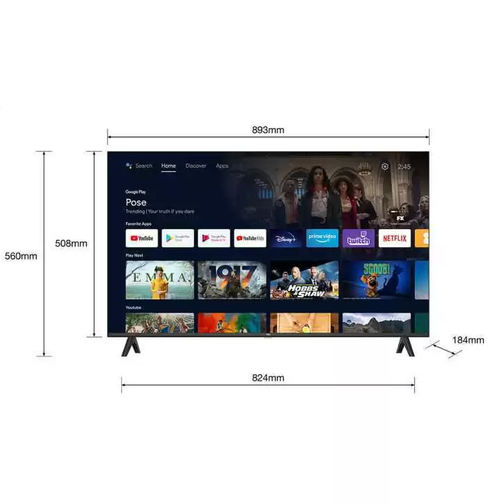 Telewizor TCL 40" FHD AndroidTV DVB-T2/C/S2 H.265 HEVC Bezramkowy