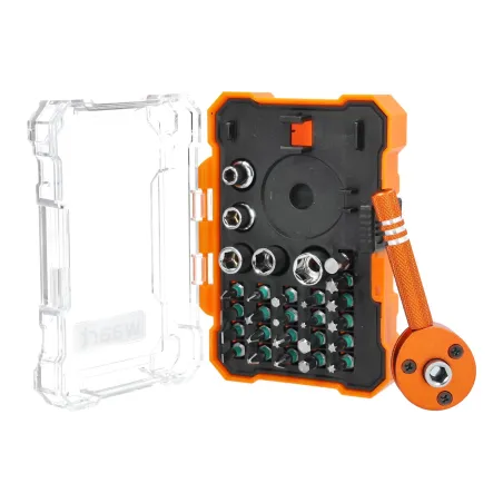 Zestaw wkrętak z grzechotką dwustronną i końcówki 28 szt.