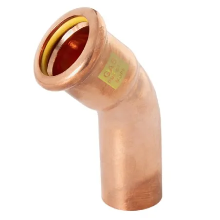 Kolanko nyplowe 45 stopni do gazu DN15 miedziane Press profil M