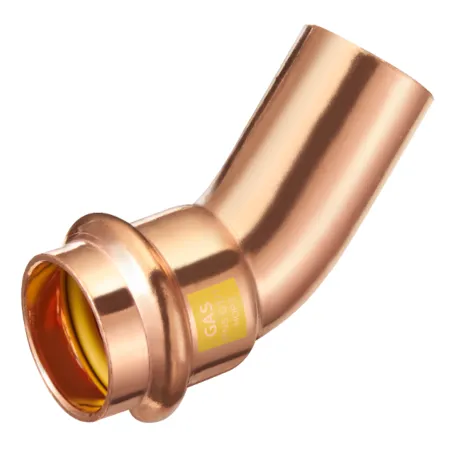 Kolano nyplowe 45 st. Press DN28 do gazu profil V mosiężne