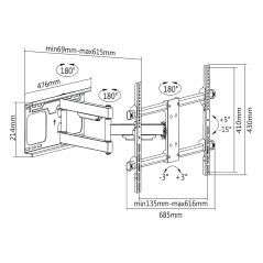 Uchwyt do ściany Kruger&Matz do LED TV 37-70 cali (regulacja w pionie i w poziomie)
