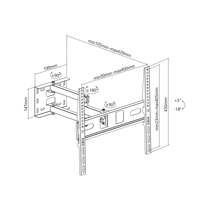 Uchwyt naścienny uniwersalny do LED TV (32-55") regulacja w pionie i poziomie