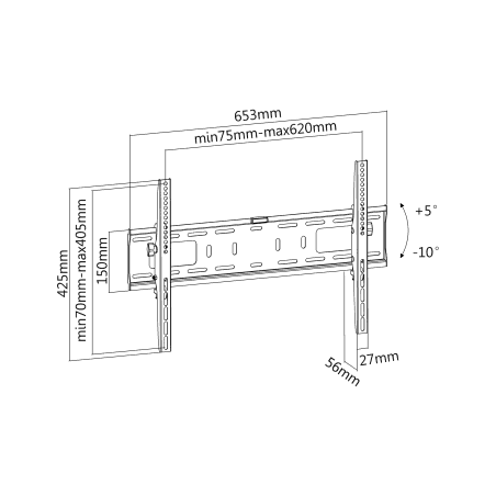 Uchwyt naścienny uniwersalny do LED TV (37-70") LP42-46DT regulacja w pionie