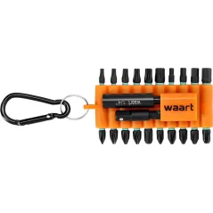 Zestaw końcówek udarowych 22 szt., S2 z karabińczykiem