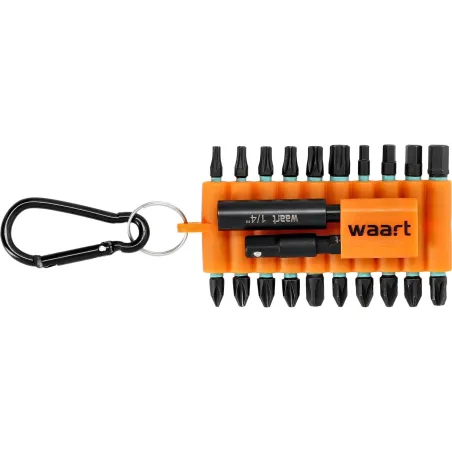 Zestaw końcówek udarowych 22 szt., S2 z karabińczykiem