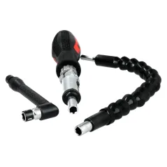 Zestaw wkrętak z grzechotką, końcówki, nasadki, przedłużka, 21 szt.