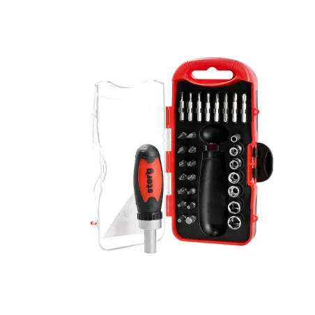 Zestaw wkrętak z grzechotką, końcówki, nasadki, 31 szt.